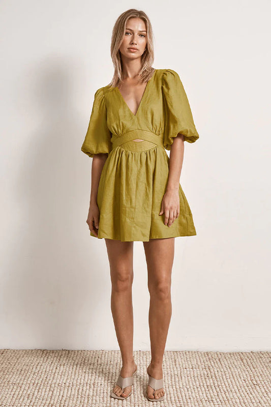 Mon Renn BASK MINI DRESS - AGAVE