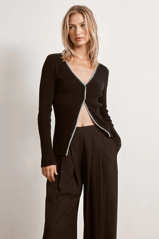 MON RENN  CONNECT KNIT TOP - BLACK