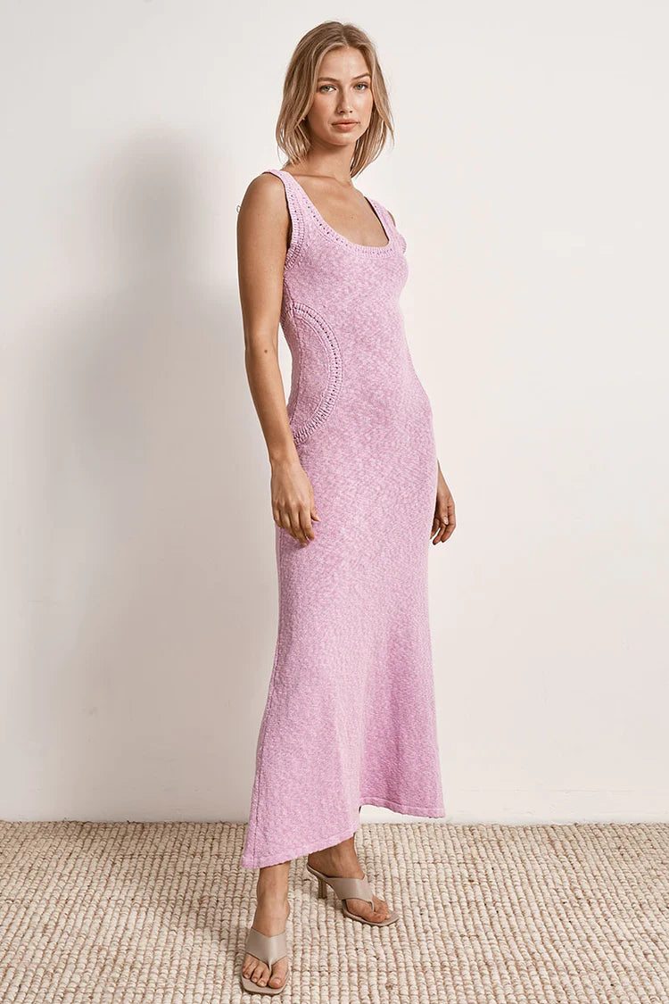 Mon Renn Dawn Knit Midi Dress Fondant Pink