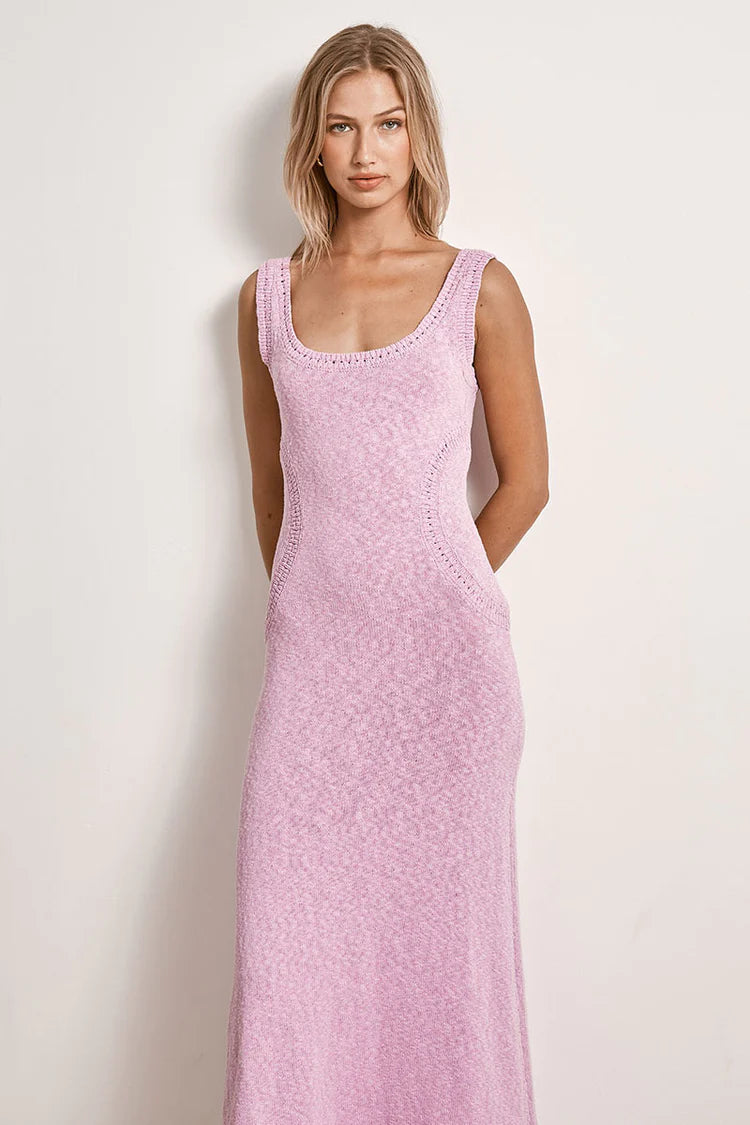 Mon Renn Dawn Knit Midi Dress Fondant Pink