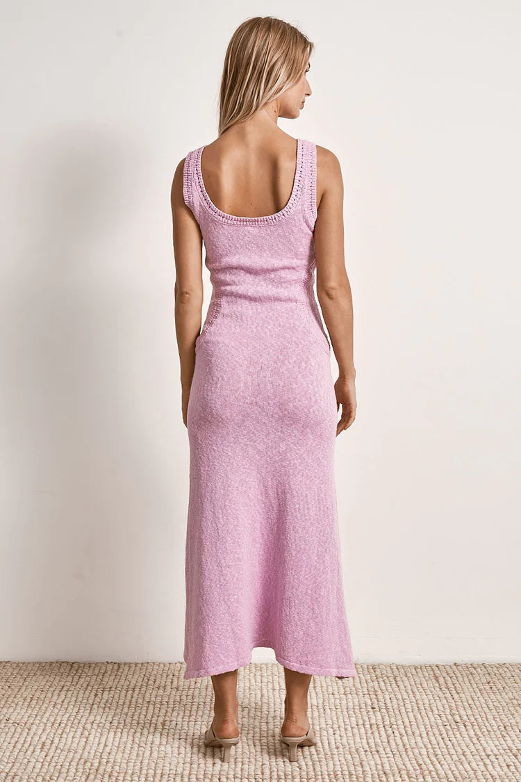 Mon Renn Dawn Knit Midi Dress Fondant Pink