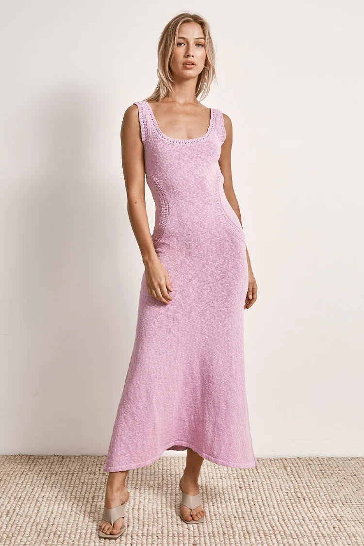 Mon Renn Dawn Knit Midi Dress Fondant Pink