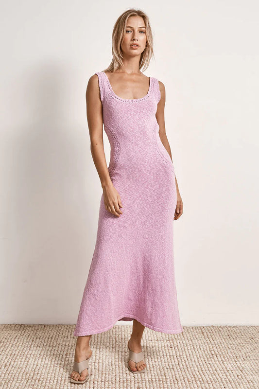 MON RENN DAWN KNIT MIDI DRESS - FONDANT PINK