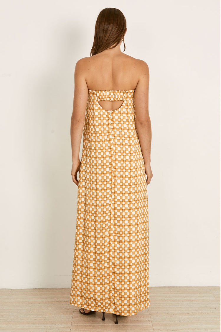 MON RENN LUMEN MAXI DRESS - GOLDEN CHECK