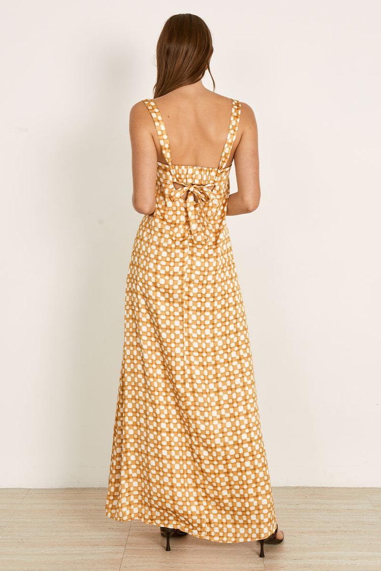 MON RENN LUMEN MAXI DRESS - GOLDEN CHECK