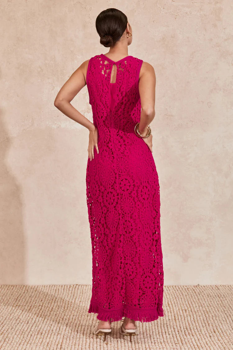 Mon Renn Mila Midi Dress Magenta Pink