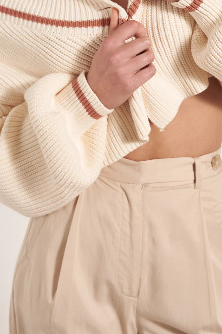 Mon Renn Pacific Knit Cardigan Cream & Rosewood