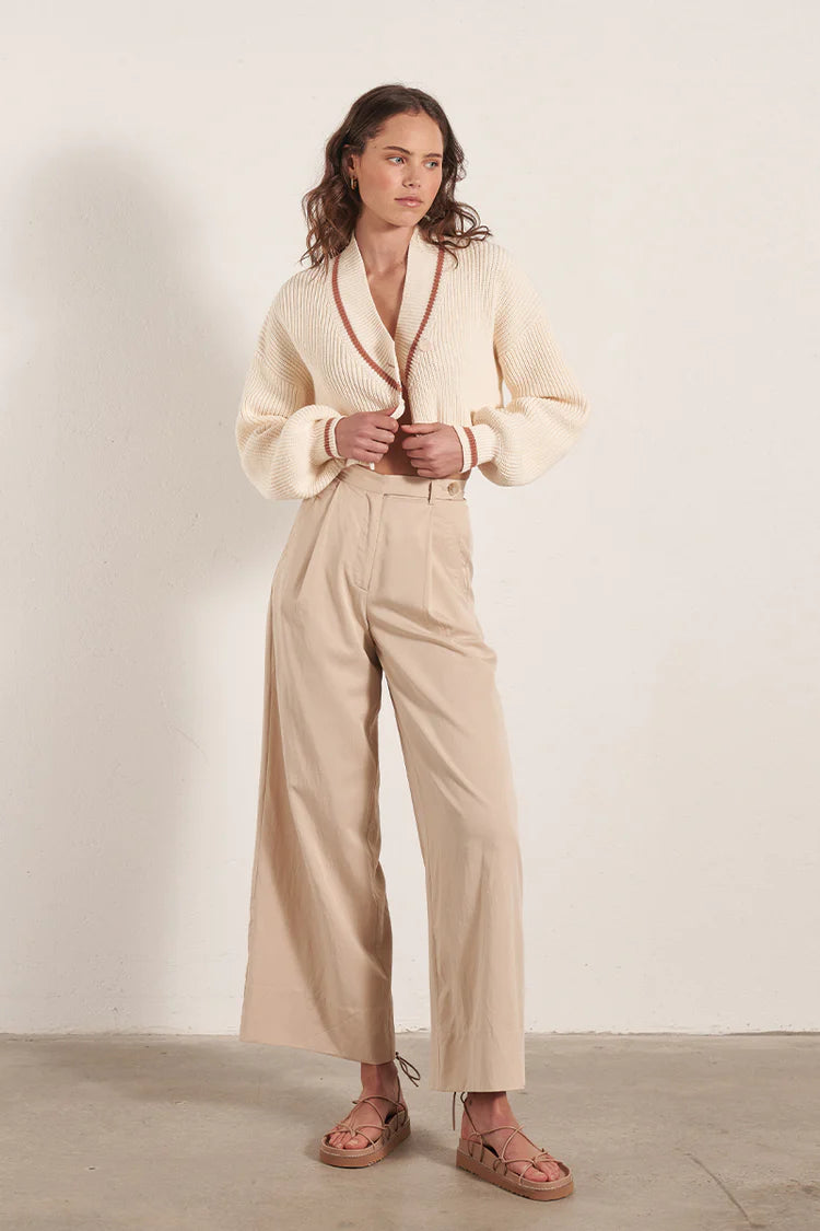 Mon Renn Pacific Knit Cardigan Cream & Rosewood