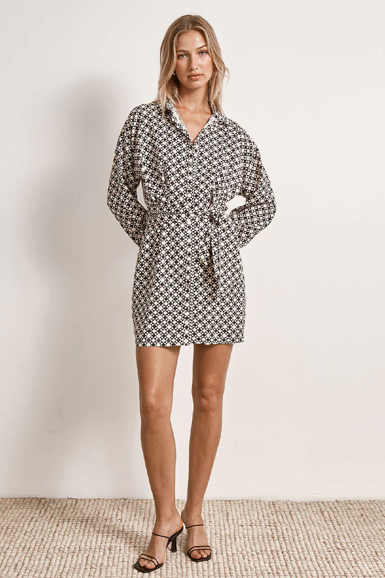 Mon Renn Moonlight Shirt Dress Geo Print