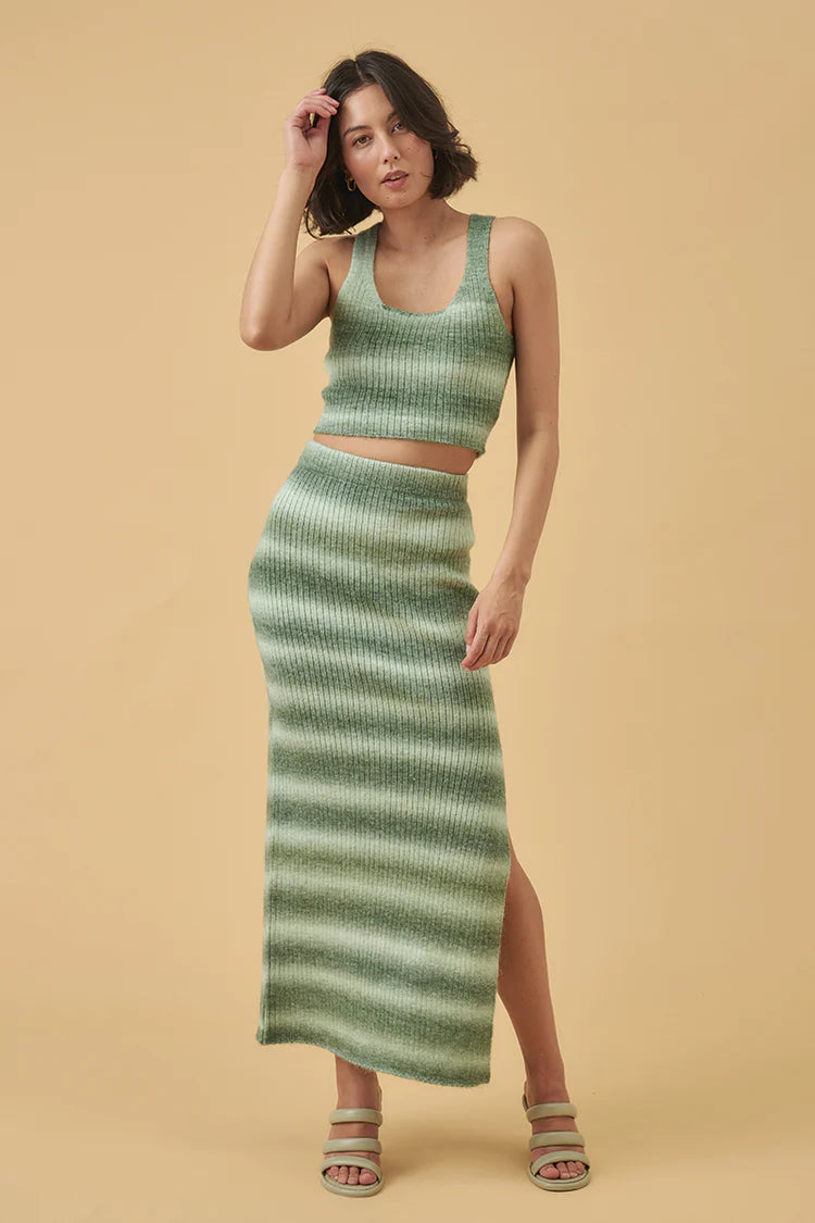 Mon Renn Aura Knit Skirt Sage Ombre