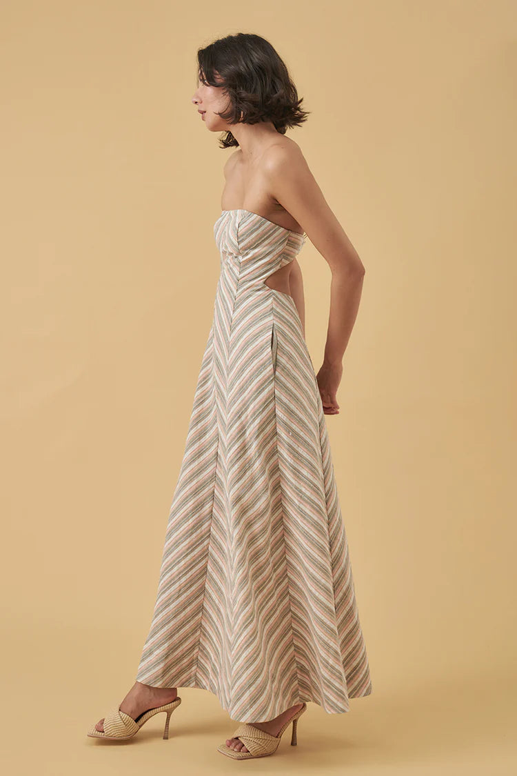 MON RENN Euphoria Strapless Dress - Chevron Stripe