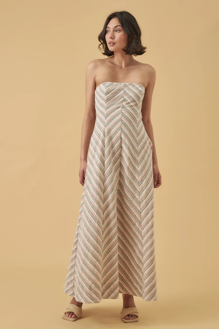 Chevron Stripe Strapless Dress