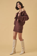 Mon Renn Hudson Knit Mini Skirt Mahogany