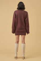 Mon Renn Hudson Knit Mini Skirt Mahogany
