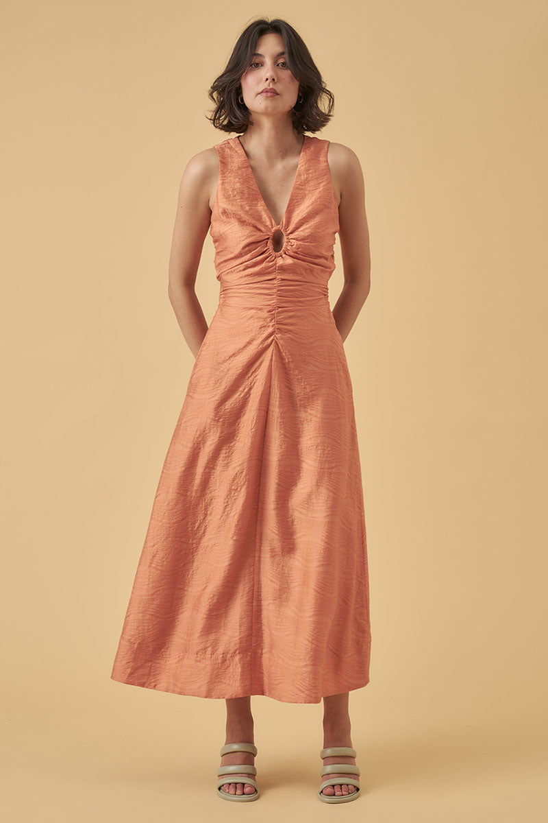 MON RENN Reign Midi Dress - Apricot