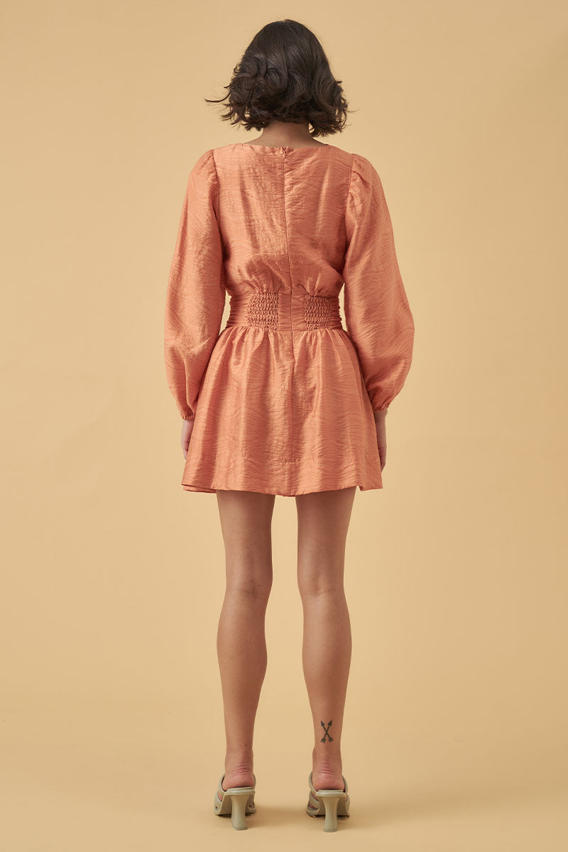 Mon Renn Reign Mini Dress Apricot