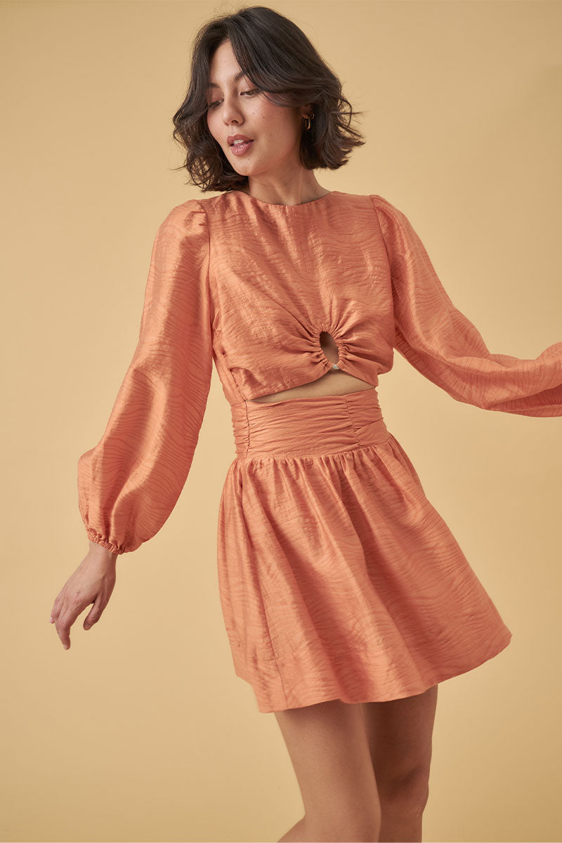 Mon Renn Reign Mini Dress Apricot