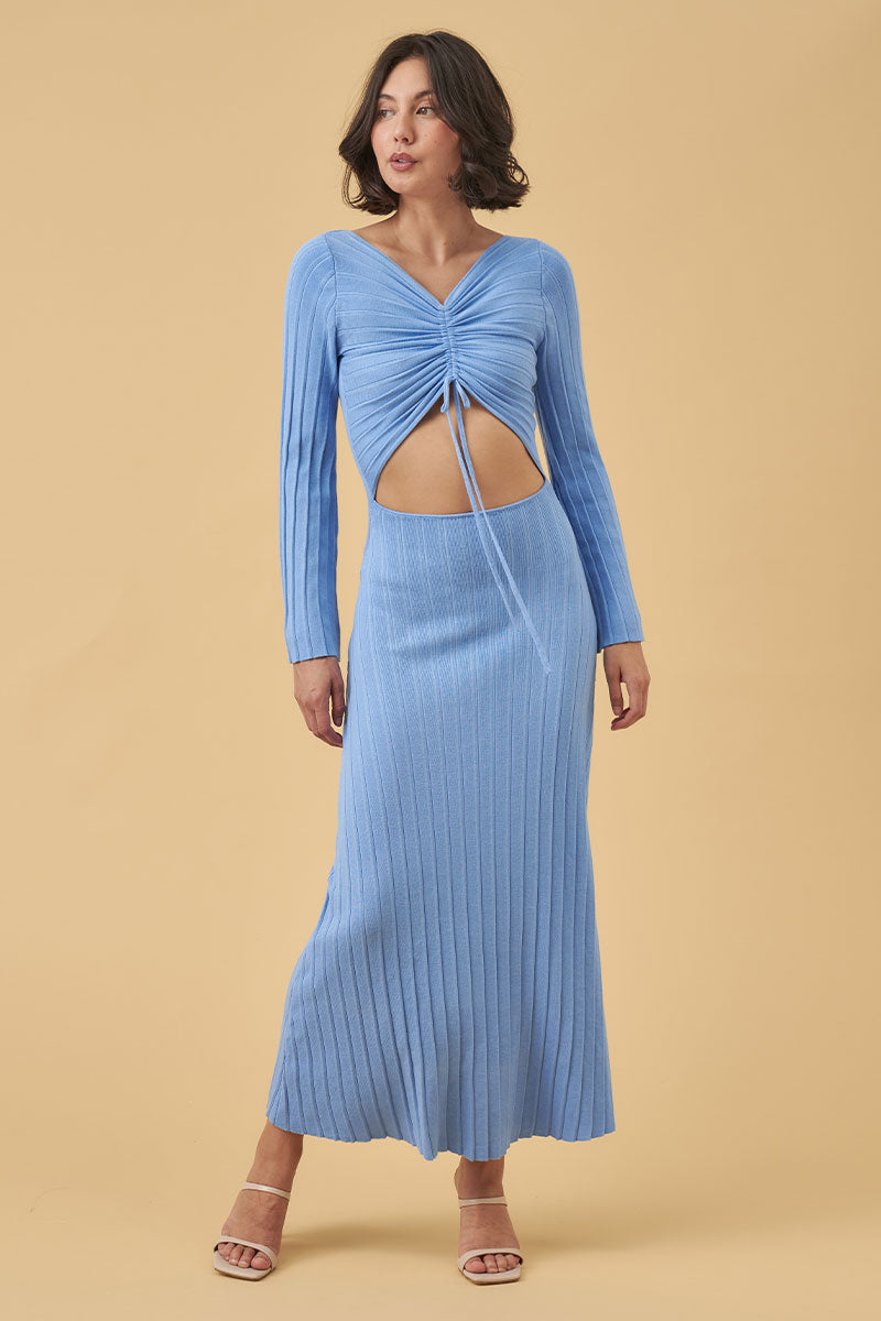 MON RENN Sense Knit Dress - Tranquil Blue