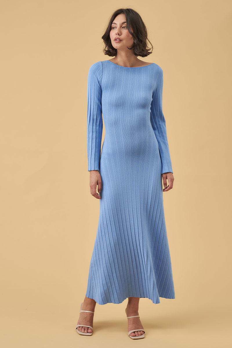 MON RENN Sense Knit Dress - Tranquil Blue