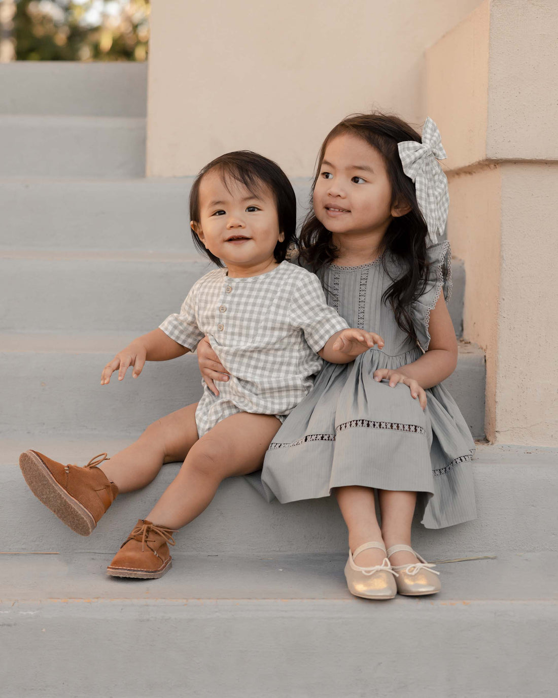 NORALEE beau romper | dusty blue gingham