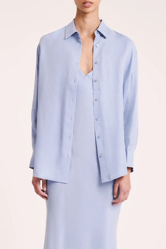 Nude Lucy RIKA CUPRO SHIRT- Mineral Blue