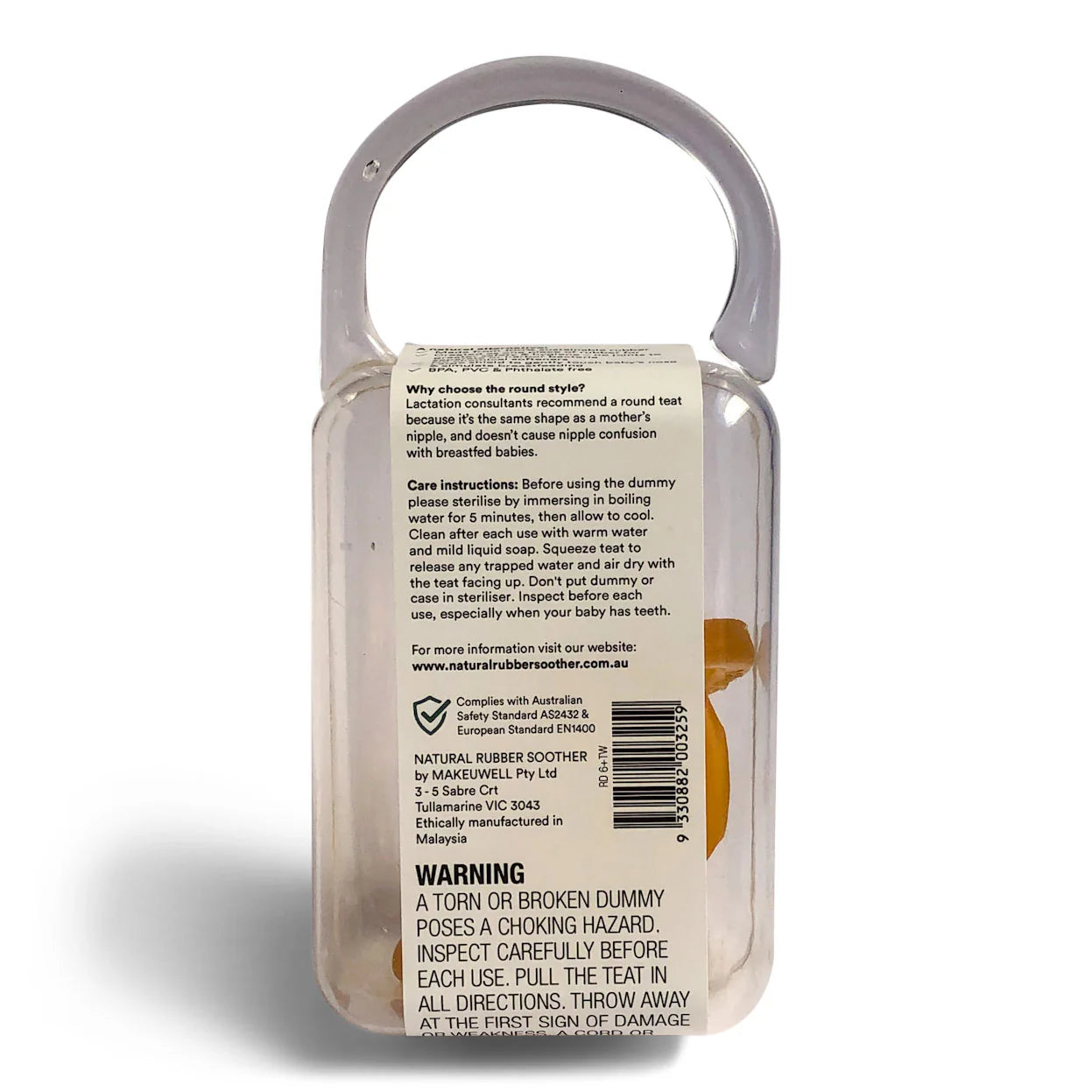 Single Round Natural Rubber Soother | Dummy in Reusable Case