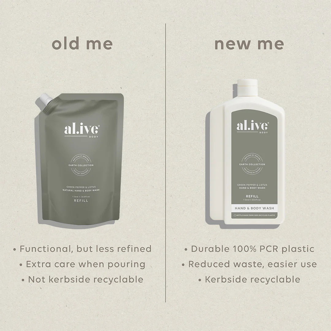Al.ive Body 1L Wash Refill - Green Pepper & Lotus