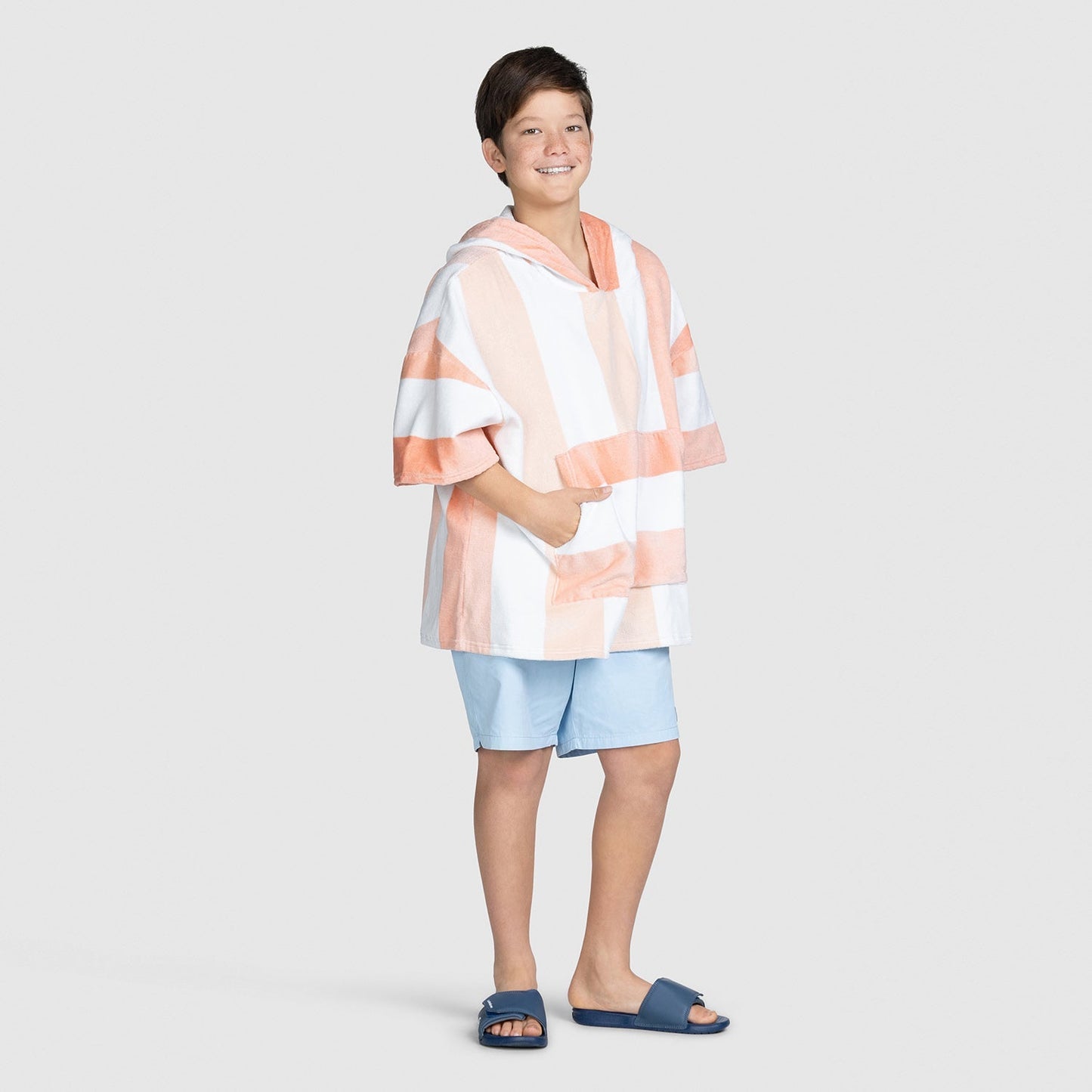 Oodie™ Original Orange Stripe Poncho Towel Kids