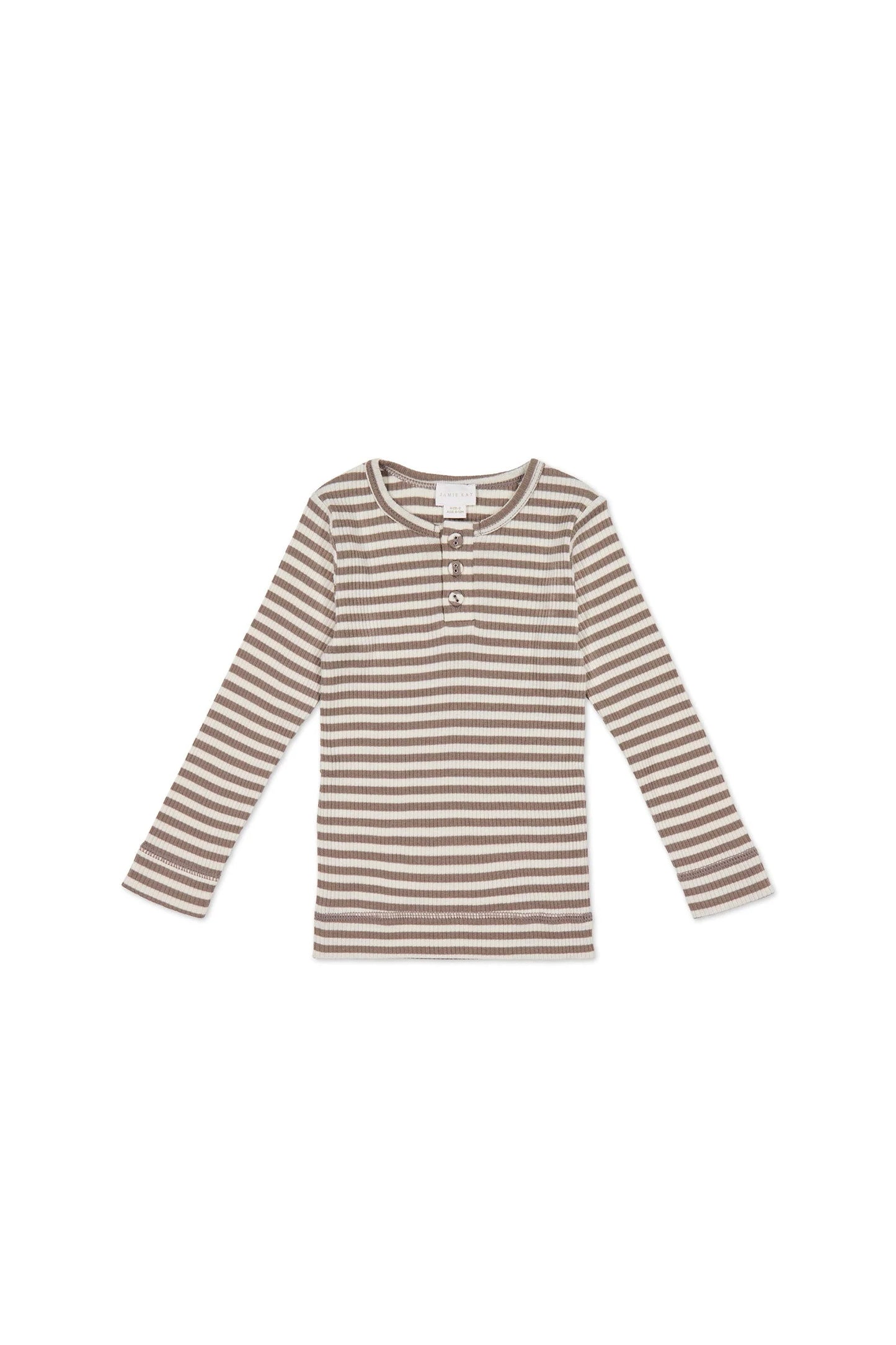 Jamie Kay Organic Cotton Modal Long Sleeve Top - Narrow Stripe Tweed/Cloud