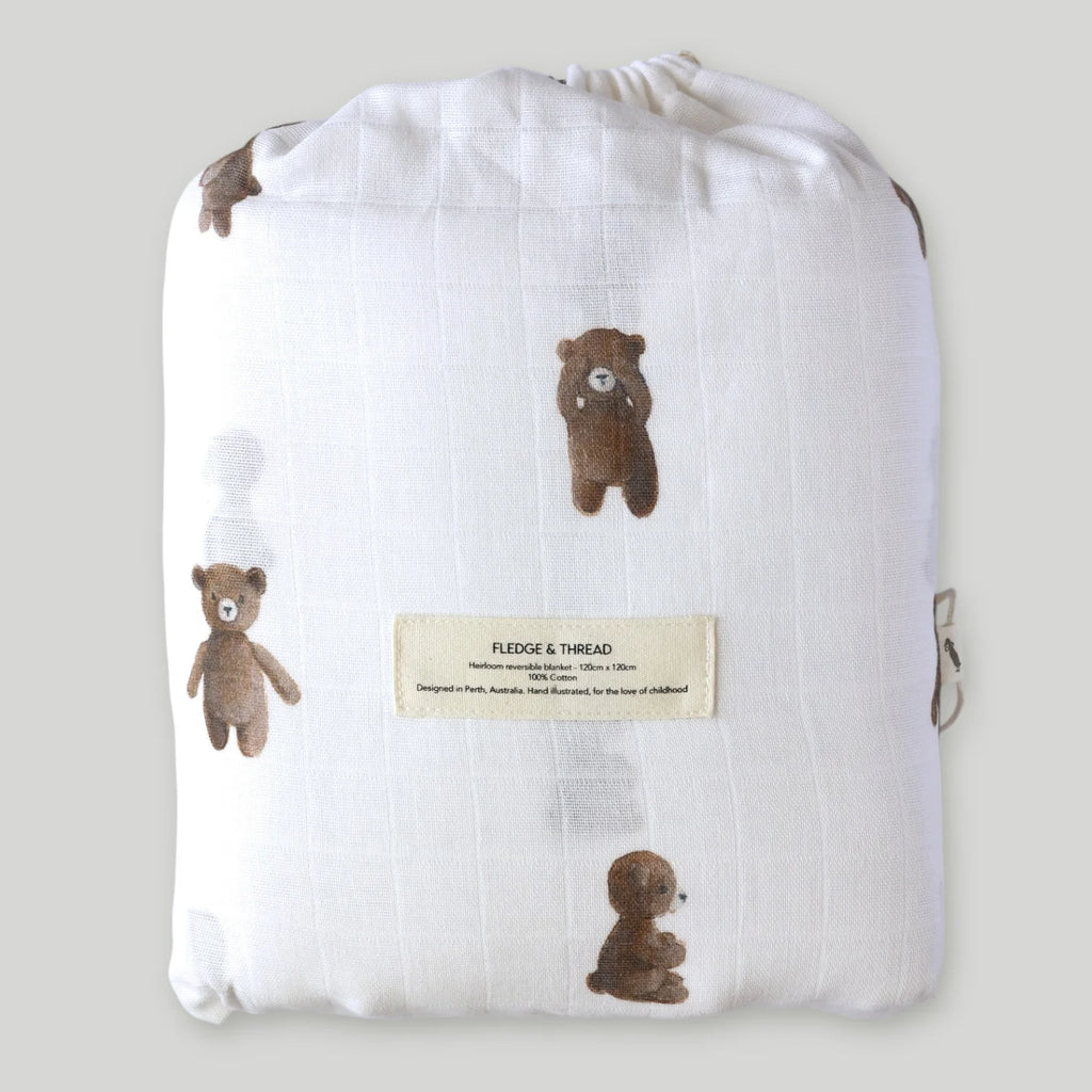 Fledge And Thread Baby Heirloom blanket - Teddy Bear