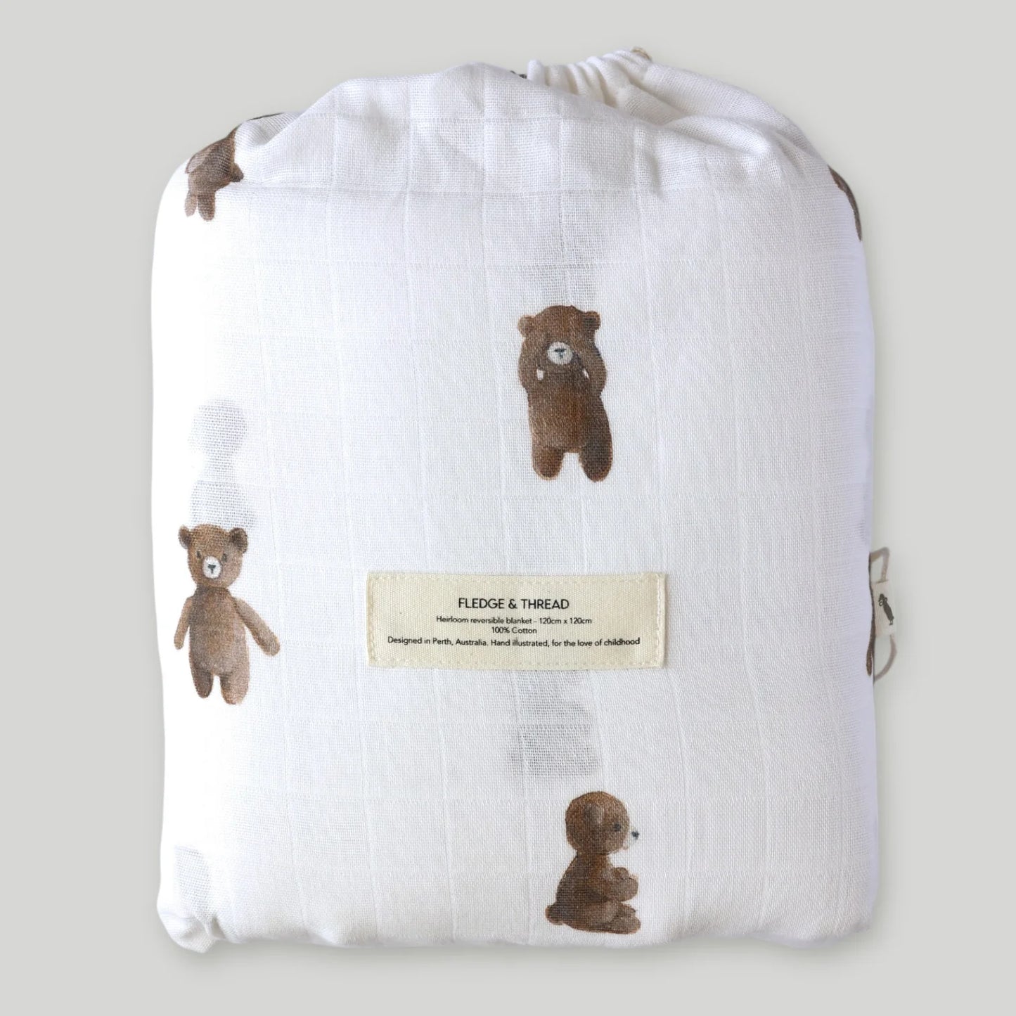 Fledge And Thread Baby Heirloom blanket - Teddy Bear