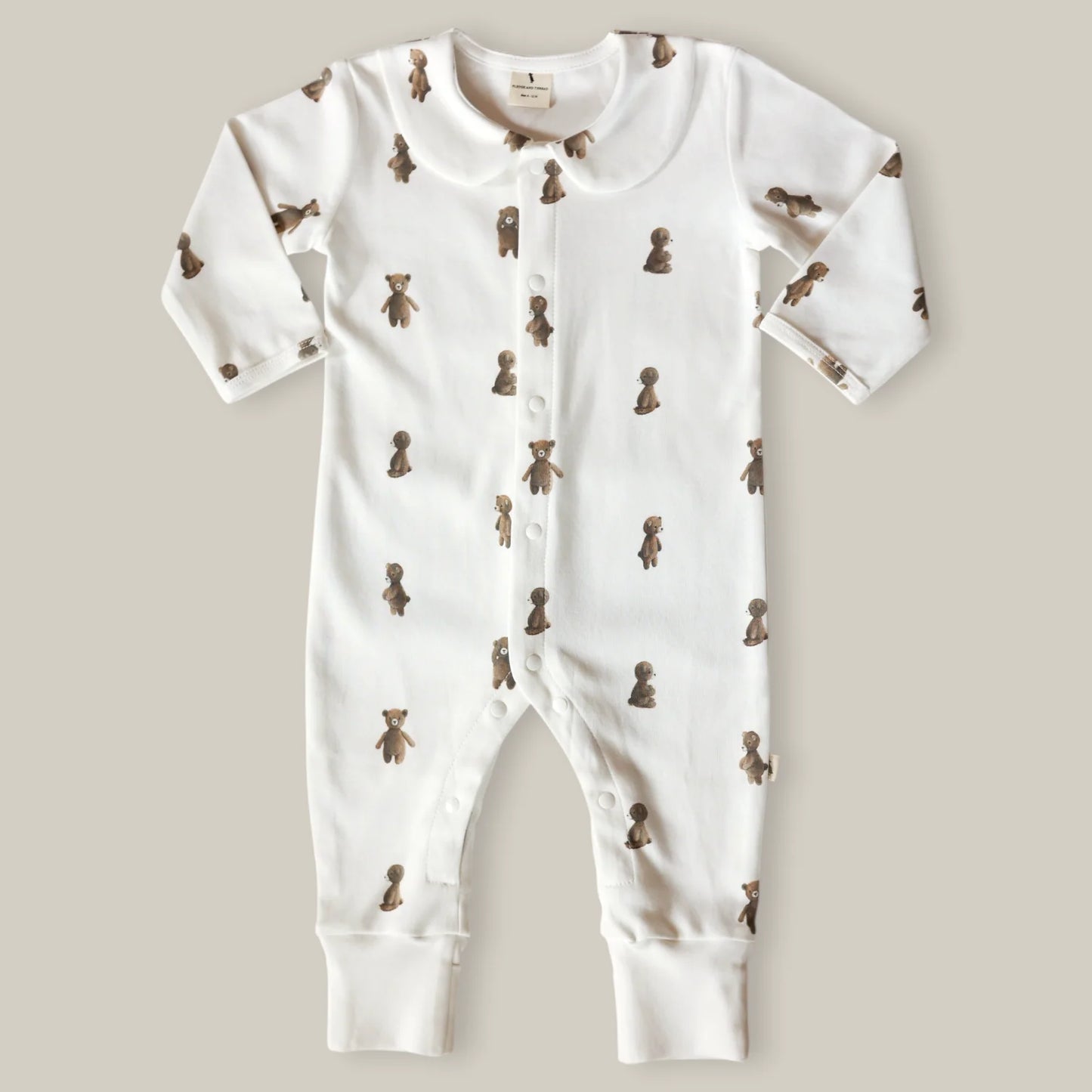 Fledge And Thread Cotton Babygrow - Teddy Bear