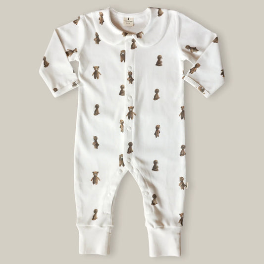 Fledge And Thread Cotton Babygrow - Teddy Bear