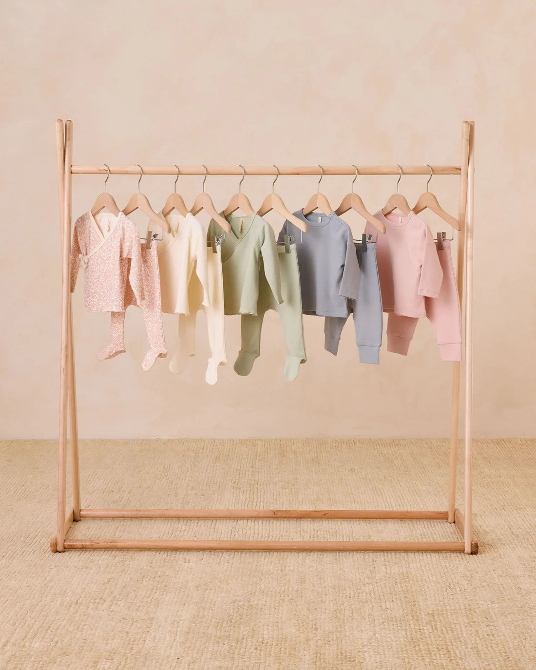 Quincy Mae Wrap Top + Footed Pant Set || Ivory