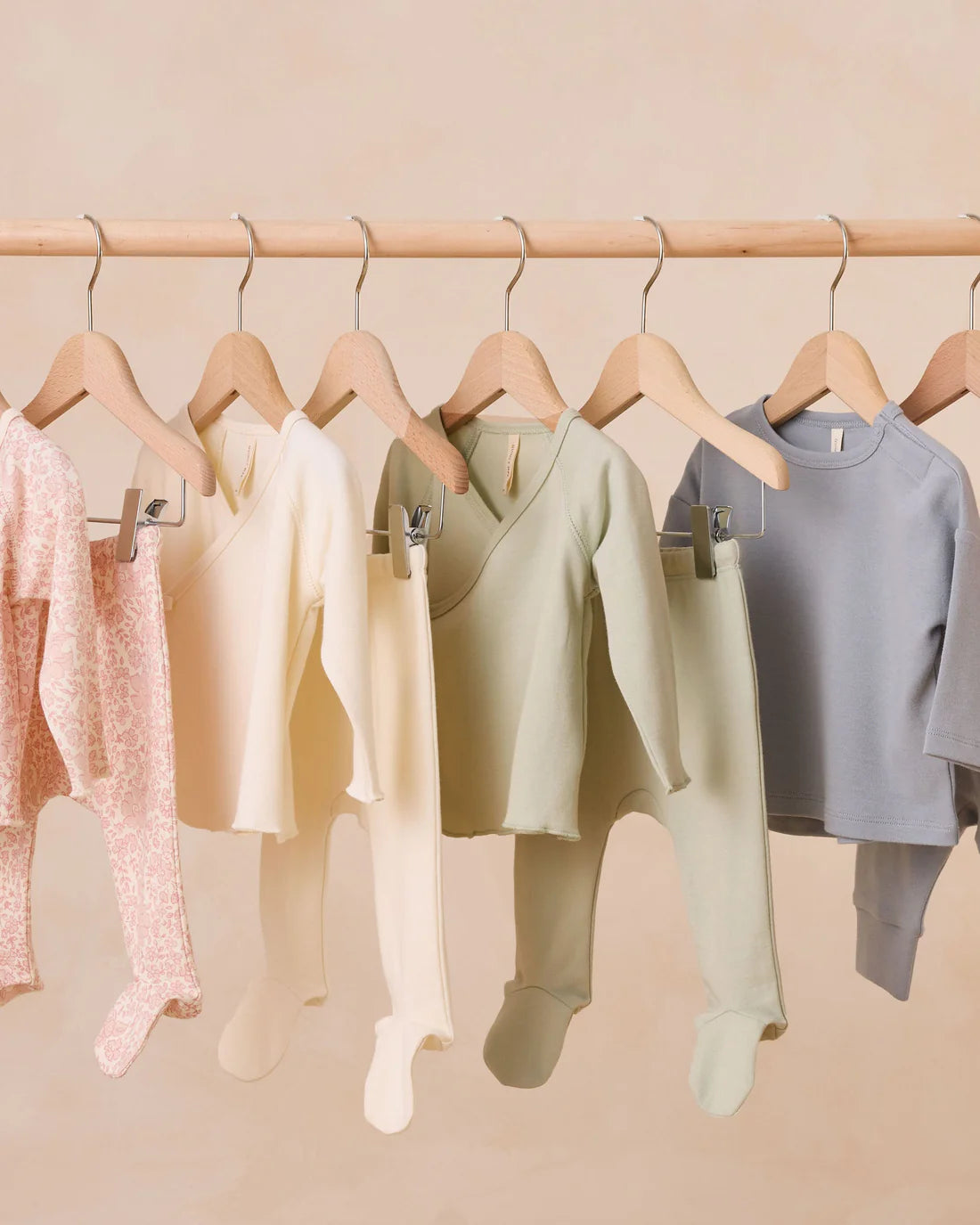 Quincy Mae Wrap Top + Footed Pant Set || Ivory