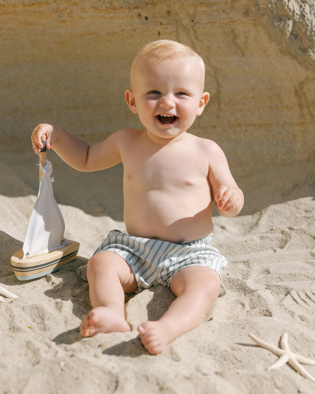 Quincy Mae Boys Swim Short || Summer Stripe