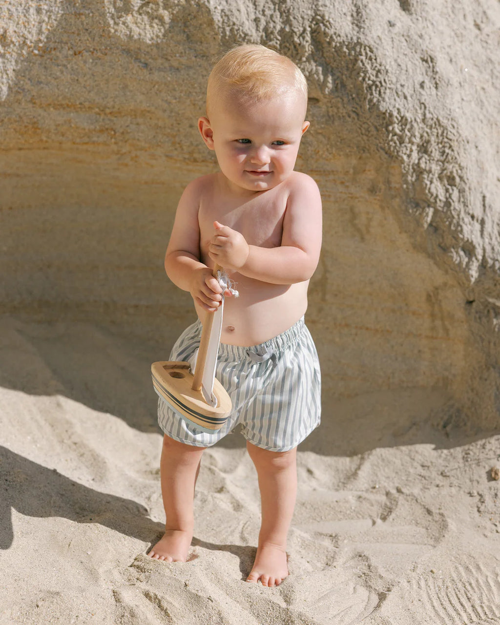 Quincy Mae Boys Swim Short || Summer Stripe