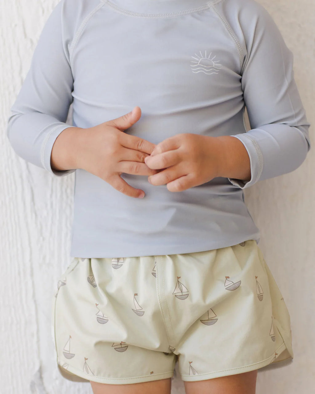 Quincy Mae Boys Swim Short || Sailboats