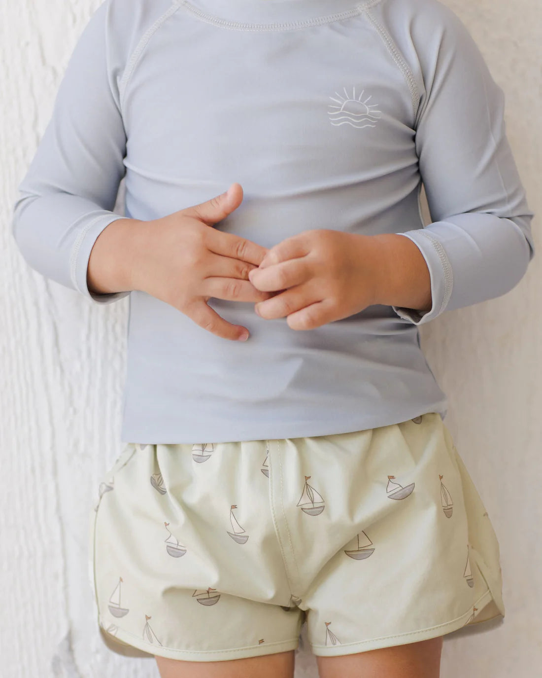 Quincy Mae Boys Swim Short || Sailboats