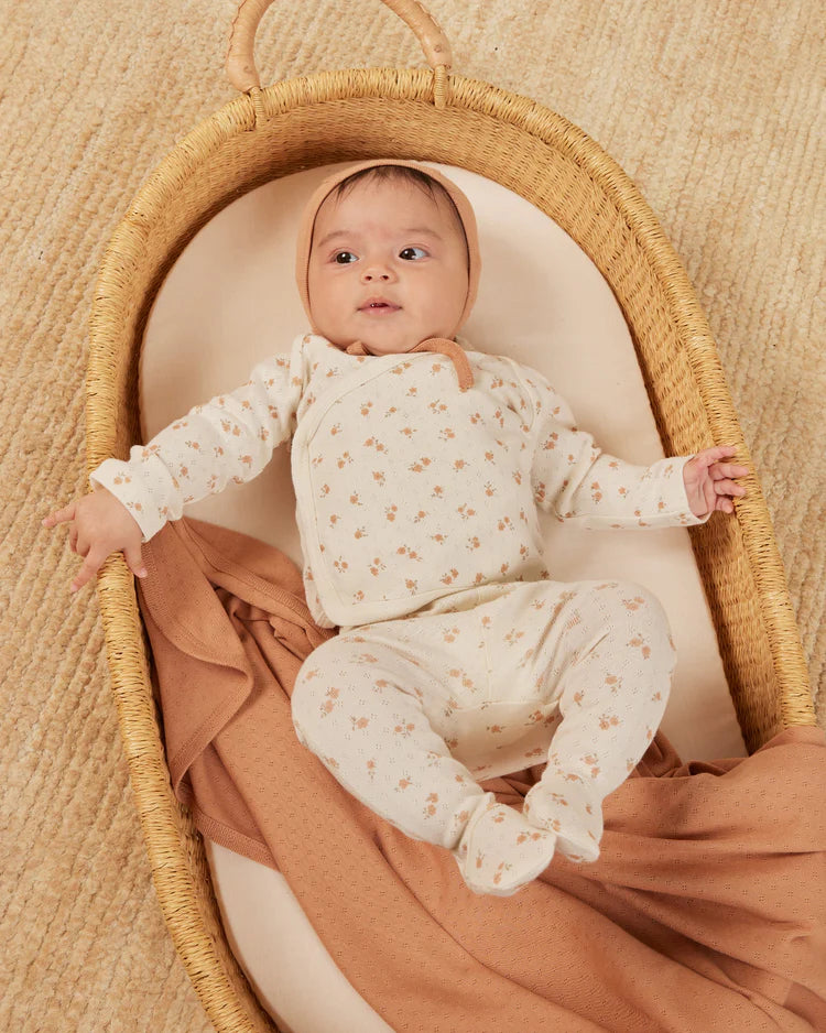 Quincy Mae Pointelle Wrap Top + Footed Pant || Ditsy Melon