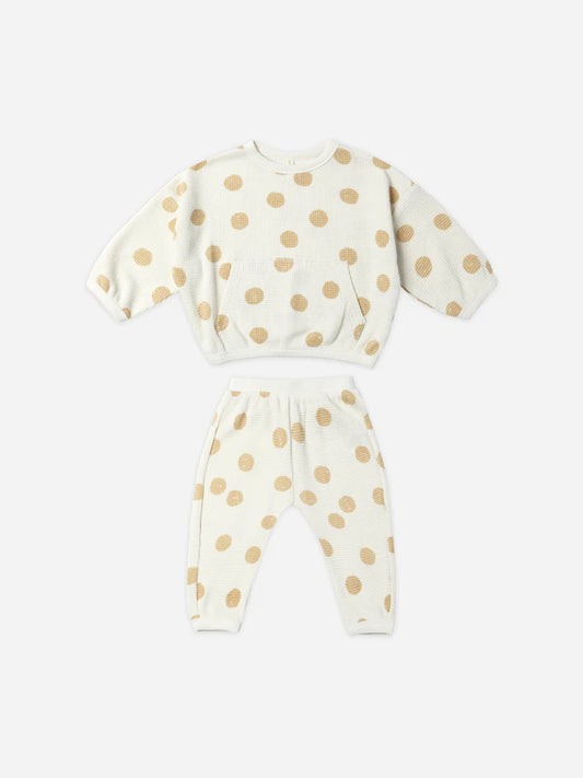 Quincy Mae Waffle Sweater + Pants Set | Butter Dots