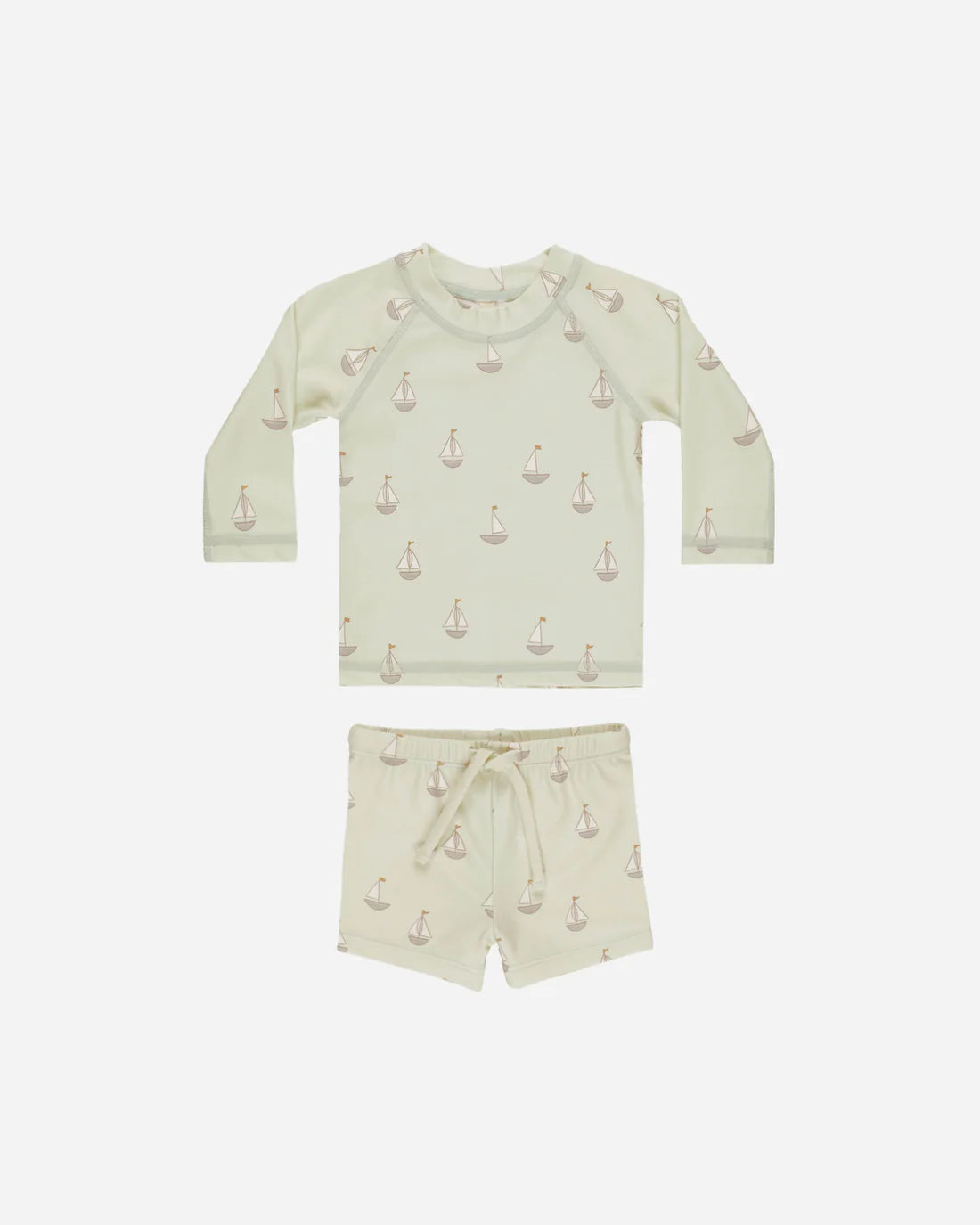 Quincy Mae Finn Rashguard + Short Set || Sailboats