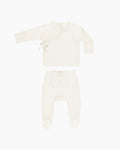Quincy Mae Wrap Top + Footed Pant Set || Ivory