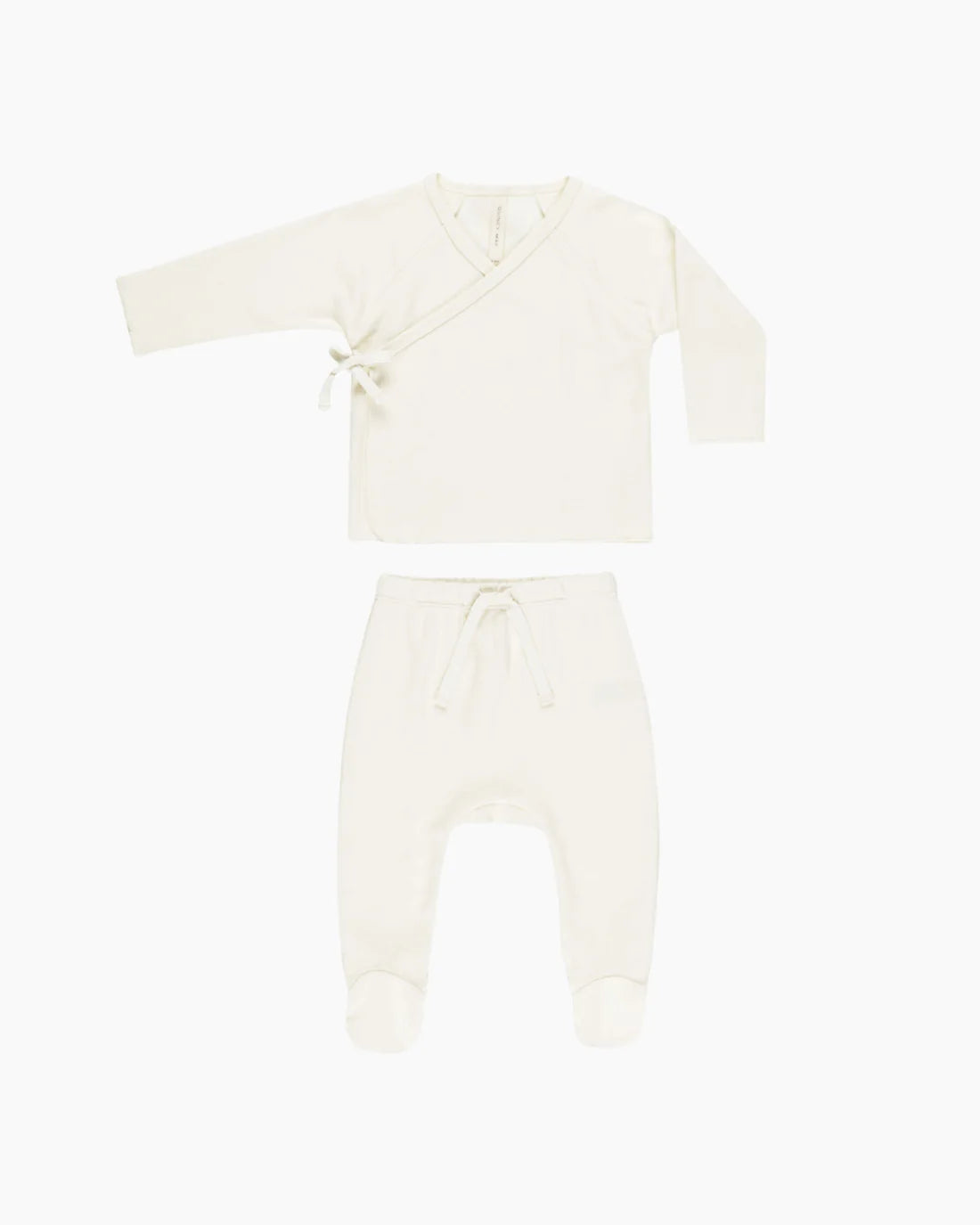 Quincy Mae Wrap Top + Footed Pant Set || Ivory