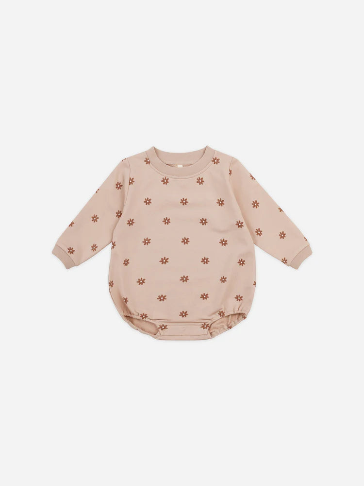 Quincy Mae crewneck bubble romper | daisies