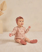 Quincy Mae crewneck bubble romper | daisies