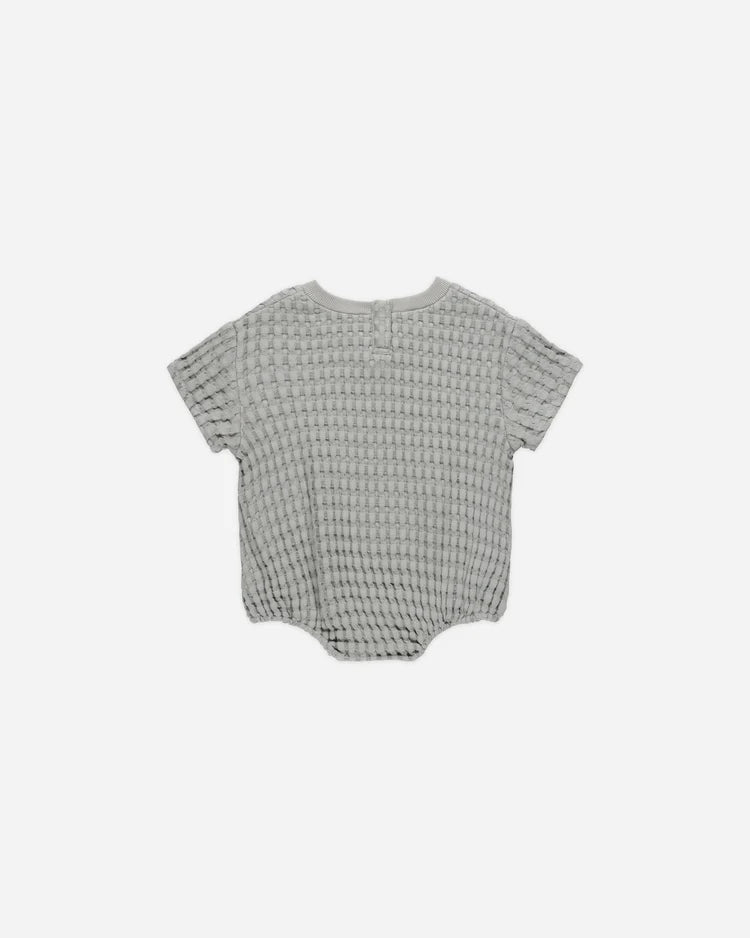 Quincy Mae Relaxed Bubble Romper || Dusty Blue