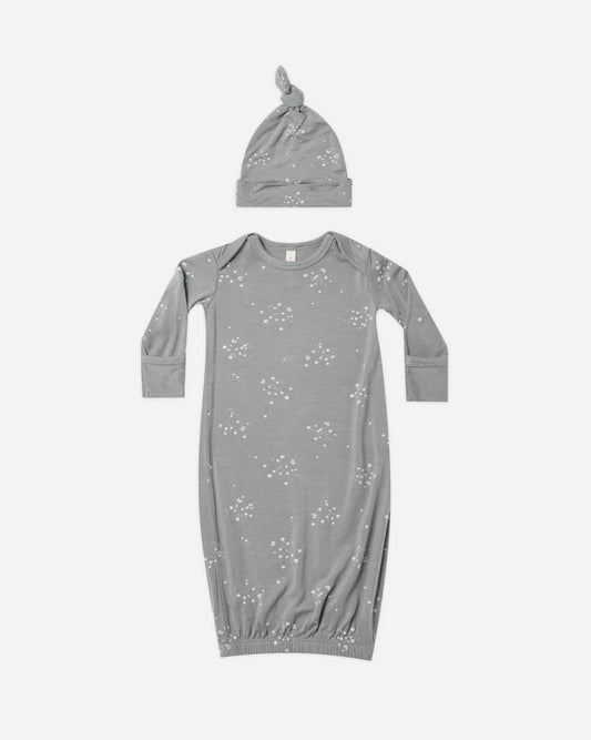 Quincy Mae Bamboo Baby Gown + Hat || Twinkle