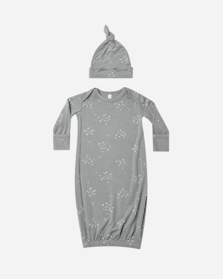Quincy Mae Bamboo Baby Gown + Hat || Twinkle