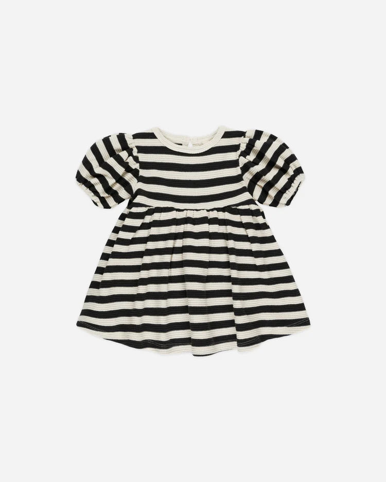 Quincy Mae - Waffle Babydoll Dress Black Stripe